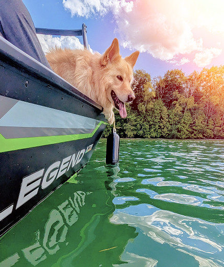 Mae - Rorschach is totally stoked about the boat